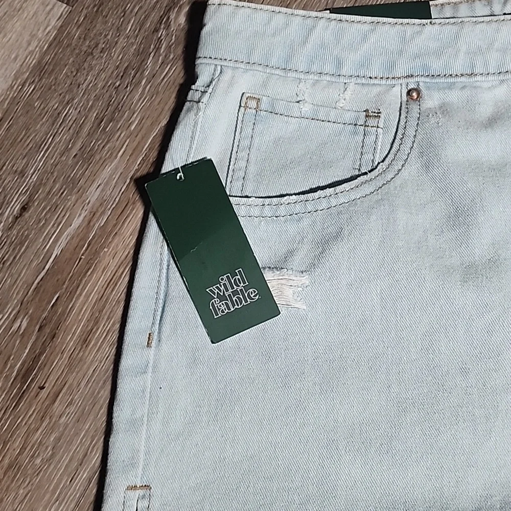 Wild Fable Highest Rise Cheeky Denim Shorts- light wash distressed